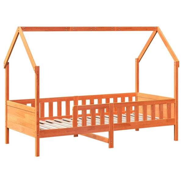Vahanruskea lasten talo sängynrunko Nazam 80x200cm (mänty)
