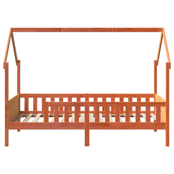 Vahanruskea lasten talonmuotoinen sängynrunko Nazam 90x190cm (mänty)