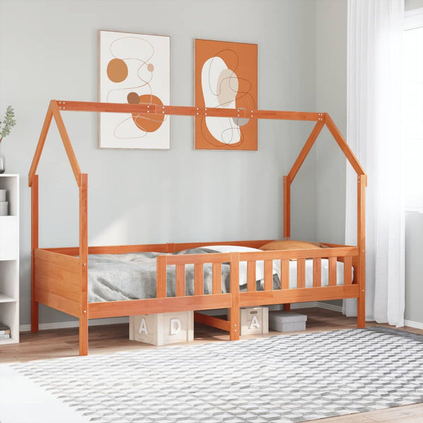 Vahanruskea lasten talonmuotoinen sängynrunko Nazam 90x190cm (mänty)