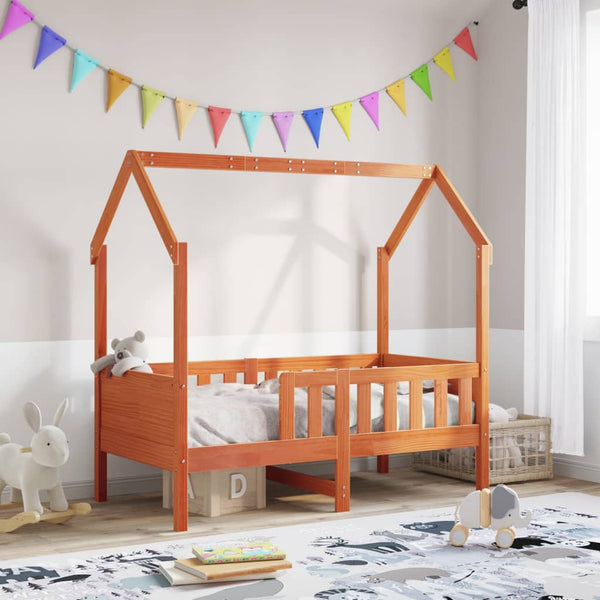 Vahanruskea lasten talonmuotoinen sängynrunko Nazam 80x160cm (mänty)