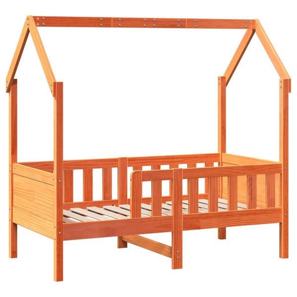 Vahanruskea lasten talonmuotoinen sängynrunko Nazam 70x140cm (mänty)