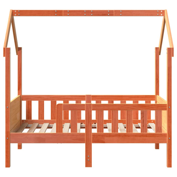 Vahanruskea lasten talonmuotoinen sängynrunko Nazam 70x140cm (mänty)