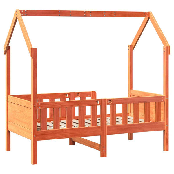 Vahanruskea lasten talonmuotoinen sängynrunko Nazam 70x140cm (mänty)