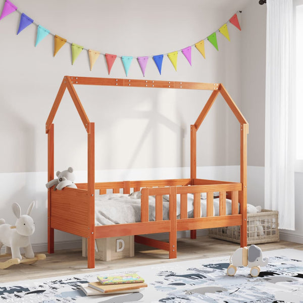 Vahanruskea lasten talonmuotoinen sängynrunko Nazam 70x140cm (mänty)