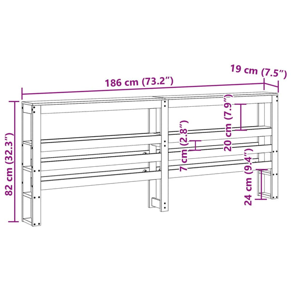 Kopfteil mit Ablagen Nor 180cm (Kiefer)