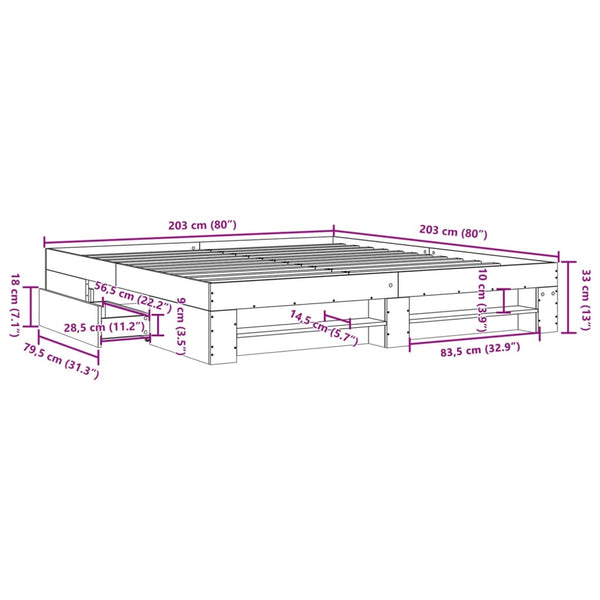 Bettgestell Eonica 200x200cm, weiß (Holz)