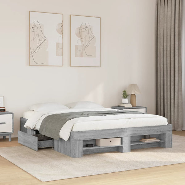 Graues Bettgestell Eonica 160x200cm (Holz)