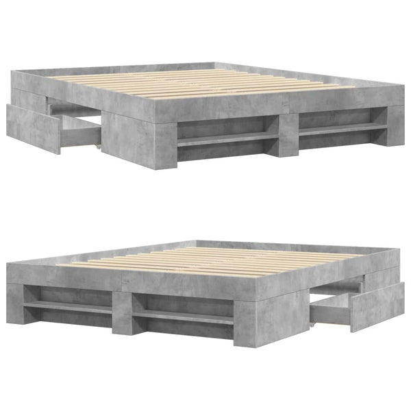 Betongrauer Bettrahmen Eonica 150x200cm (Holz)