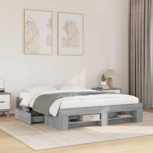 Graues Bettgestell Eonica 150x200cm (Holz)