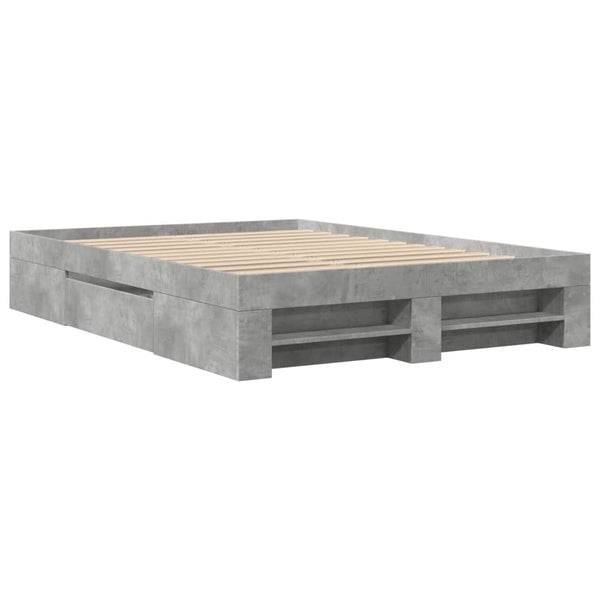 Bettrahmen Eonica 140x200cm, Betongrau (Holz)