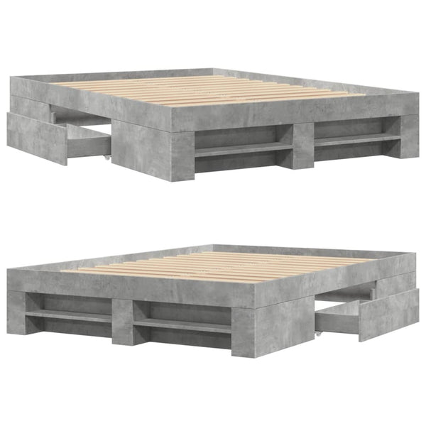 Bettrahmen Eonica 140x200cm, Betongrau (Holz)