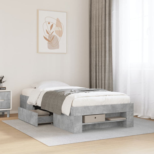 Bettgestell Eonica 90x200cm (Holz), betongrau