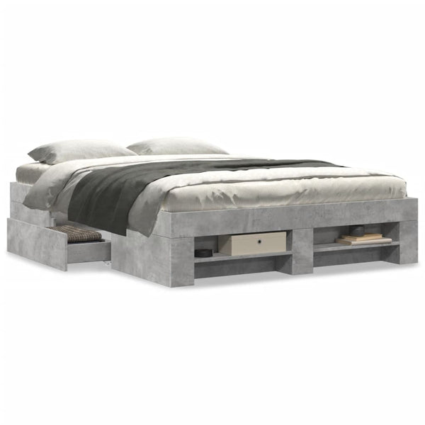 Bettgestell Eonica 140x190cm (Holz), Betongrau