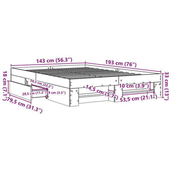 Bettgestell Eonica 140x190cm (Holz), grau