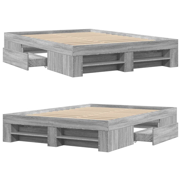 Graues Bettgestell Eonica 135x190cm (Holz)