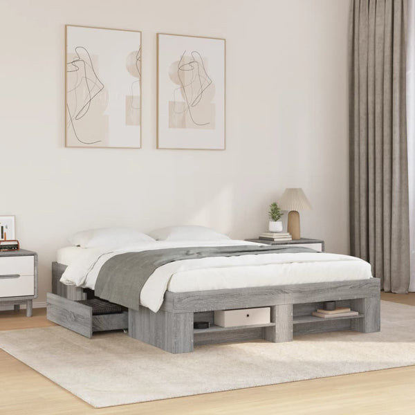 Graues Bettgestell Eonica 135x190cm (Holz)