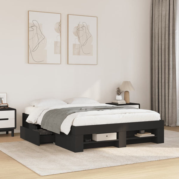 Schwarzes Bettgestell Eonica 120x190cm (Holz)