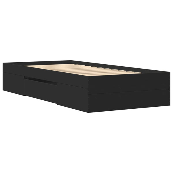 Schwarzes Bettgestell Eonica 90x190cm (Holz)