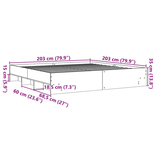 Graues Bettgestell Hristudora 200x200cm (Holz)