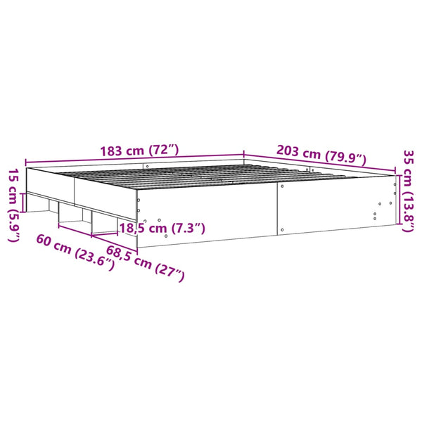Betongrauer Bettrahmen Hristudora 180x200cm (Holz)