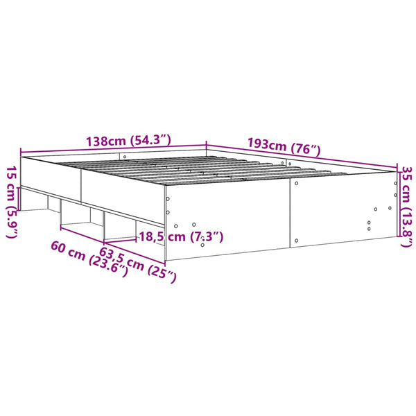 Bettgestell Hristudora 135x190cm weiß (Holz)