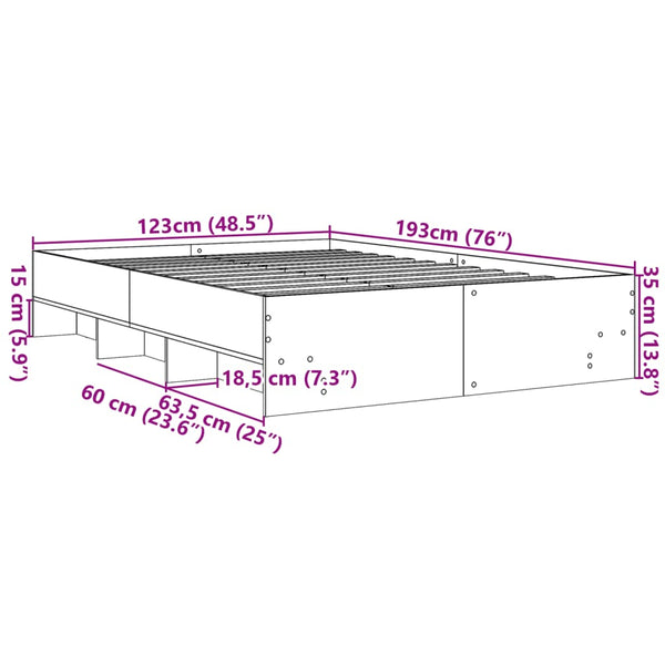 Graues Bettgestell Hristudora 120x190cm (Holz)