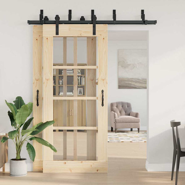 Schwarzes Schiebetür-Montageset Stahl Donn 183 cm