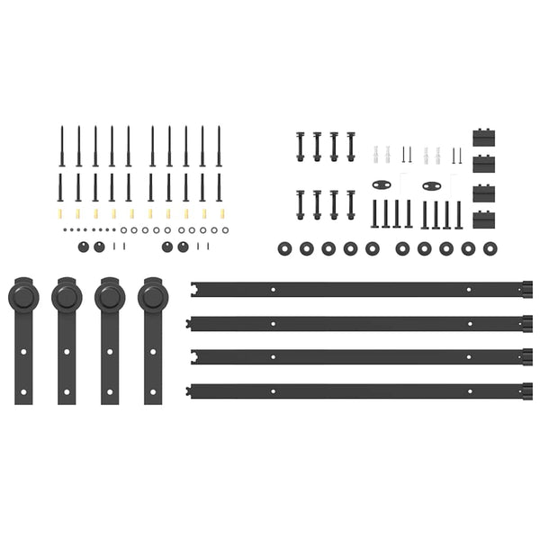 Schwarzes Schiebetür-Montageset Stahl Donn 183 cm