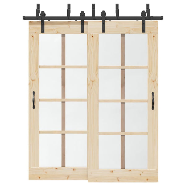 Schwarzes Schiebetür-Montageset Stahl Donn 183 cm