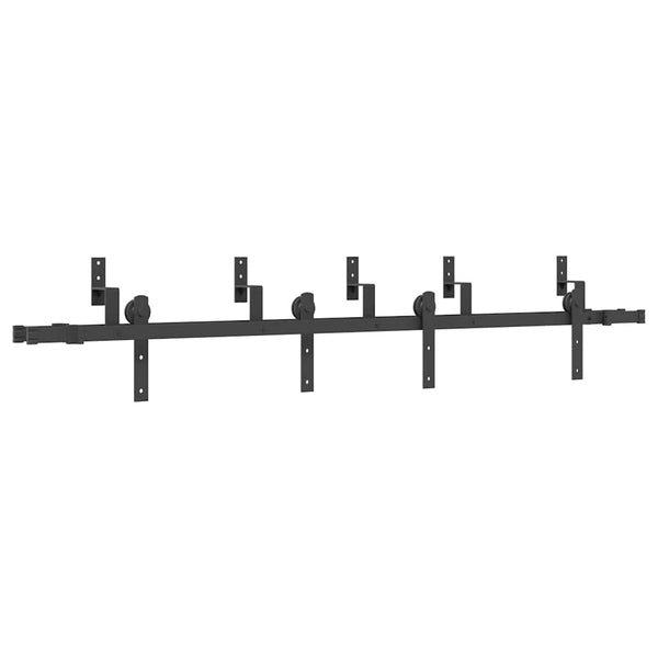 Schwarzes Schiebetürbeschlagset Stahl Donn 213,5cm