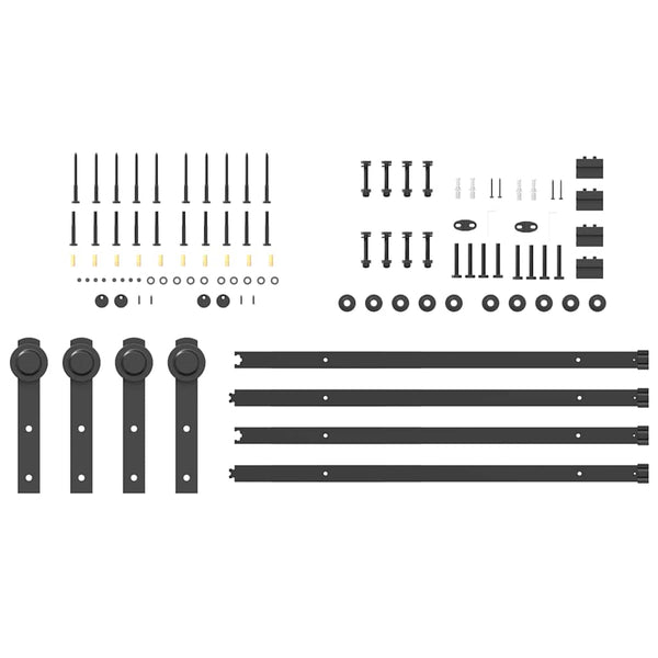 Schwarzes Schiebetürbeschlagset Stahl Donn 213,5cm