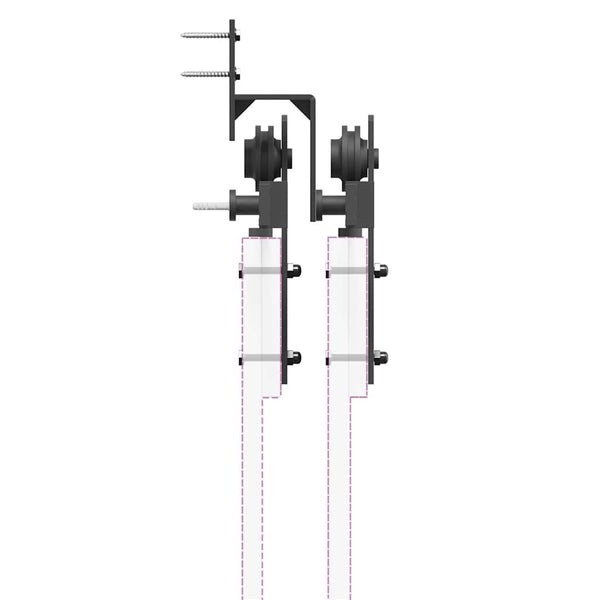 Schwarzes Schiebetürbeschlagset Stahl Donn 213,5cm