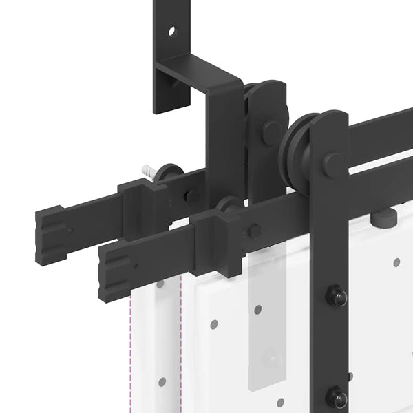 Schwarzes Schiebetürbeschlagset Stahl Donn 213,5cm