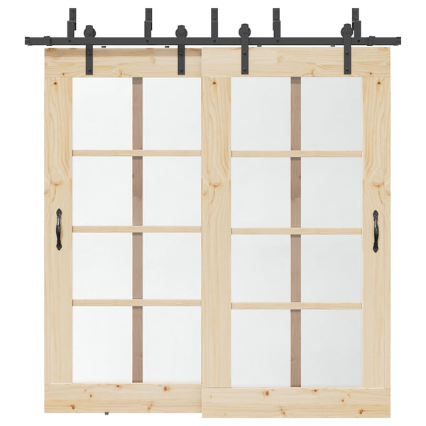 Schwarzes Schiebetürbeschlagset Stahl Donn 213,5cm