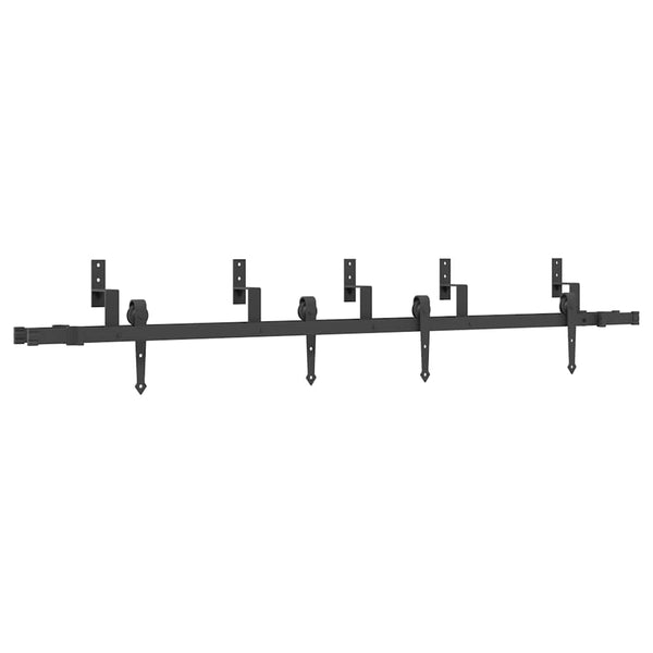 Schwarzes Schiebetürbeschlagset Stahl Marilena 213,5 cm