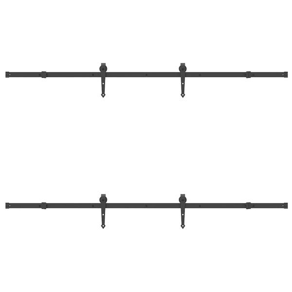 Schwarzes Schiebetürbeschlagset Stahl Marilena 213,5 cm