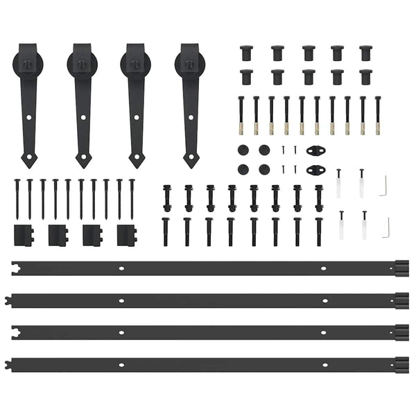 Schwarzes Schiebetürbeschlagset Stahl Marilena 213,5 cm