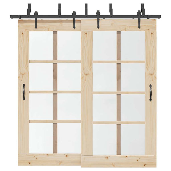 Schwarzes Schiebetürbeschlagset Stahl Marilena 213,5 cm