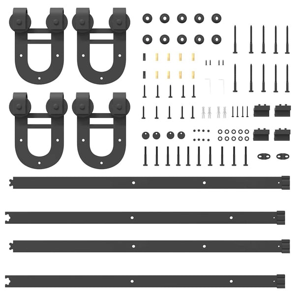 Schwarzes Schiebetür-Montageset Stahl Jorjiana 183cm