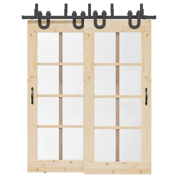 Schwarzes Schiebetür-Montageset Stahl Jorjiana 183cm