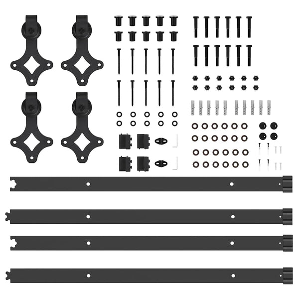 Schwarzes Schiebetür-Montageset Stahl Gugu 152,5 cm