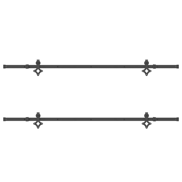 Schwarzes Schiebetürbeschlagset Stahl Gugu 213,5 cm