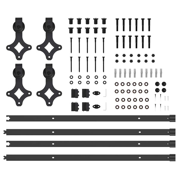 Schwarzes Schiebetürbeschlagset Stahl Gugu 213,5 cm