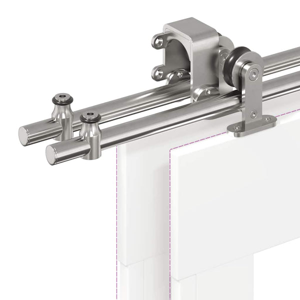 Motrea 200cm Beschläge für silberne Schiebetüren (Edelstahl)