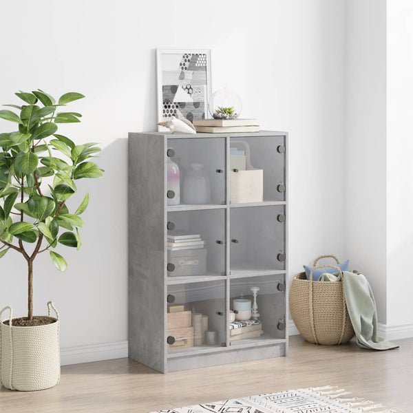 Betongrauer Schrank mit Türen Seghie 68x37x109cm (Holz)