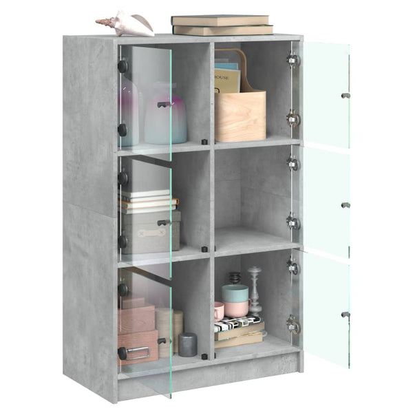 Betongrauer Schrank mit Türen Seghie 68x37x109cm (Holz)
