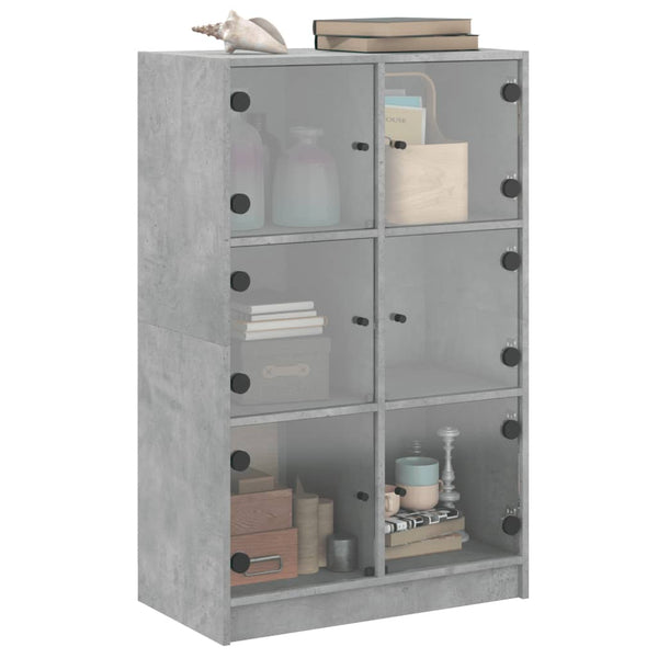 Betongrauer Schrank mit Türen Seghie 68x37x109cm (Holz)