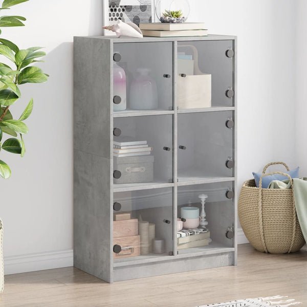 Betongrauer Schrank mit Türen Seghie 68x37x109cm (Holz)