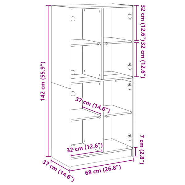 Betongrauer Schrank mit Türen Pearline 68x37x142cm (Holz)