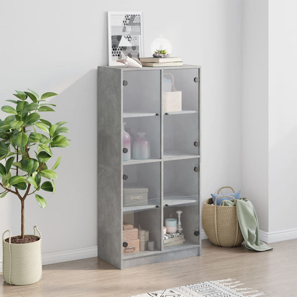 Betongrauer Schrank mit Türen Pearline 68x37x142cm (Holz)